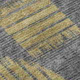 5' X 8' Gold And Gray Geometric Distressed Washable Area Rug With UV Protection - HomeRoots - Flyclothing LLC