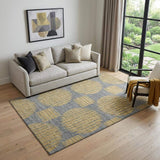 5' X 8' Gold And Gray Geometric Distressed Washable Area Rug With UV Protection - HomeRoots - Flyclothing LLC
