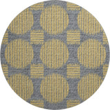 8' Gold And Gray Geometric Washable Round Rug With UV Protection - HomeRoots - Flyclothing LLC