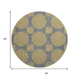 8' Gold And Gray Geometric Washable Round Rug With UV Protection - HomeRoots - Flyclothing LLC
