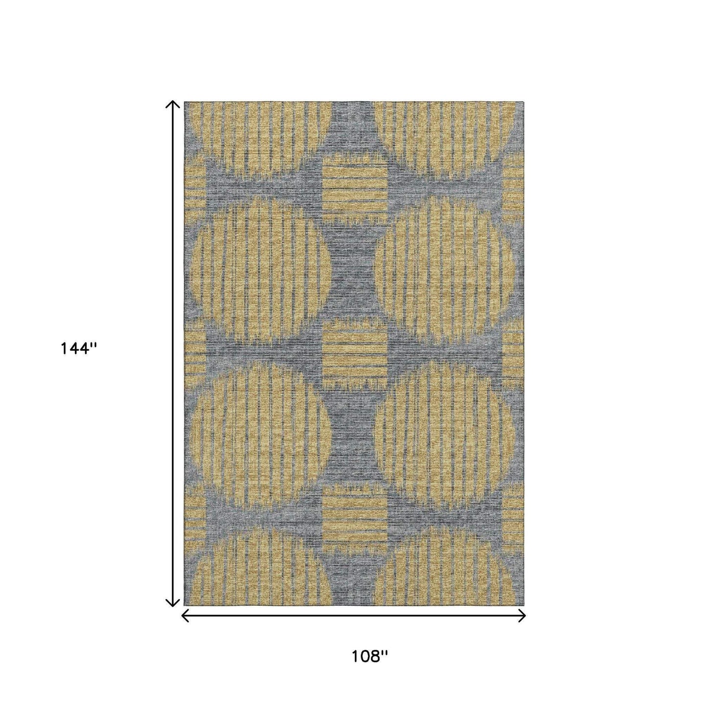9' X 12' Gold And Gray Geometric Washable Area Rug With UV Protection - HomeRoots - Flyclothing LLC