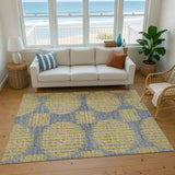 9' X 12' Gold And Gray Geometric Washable Area Rug With UV Protection - HomeRoots - Flyclothing LLC