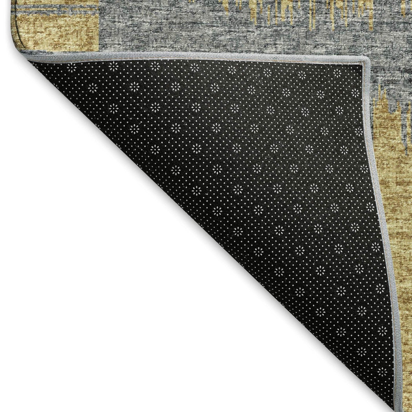 9' X 12' Gold And Gray Geometric Washable Area Rug With UV Protection - HomeRoots - Flyclothing LLC