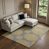 9' X 12' Gold And Gray Geometric Washable Area Rug With UV Protection - HomeRoots - Flyclothing LLC