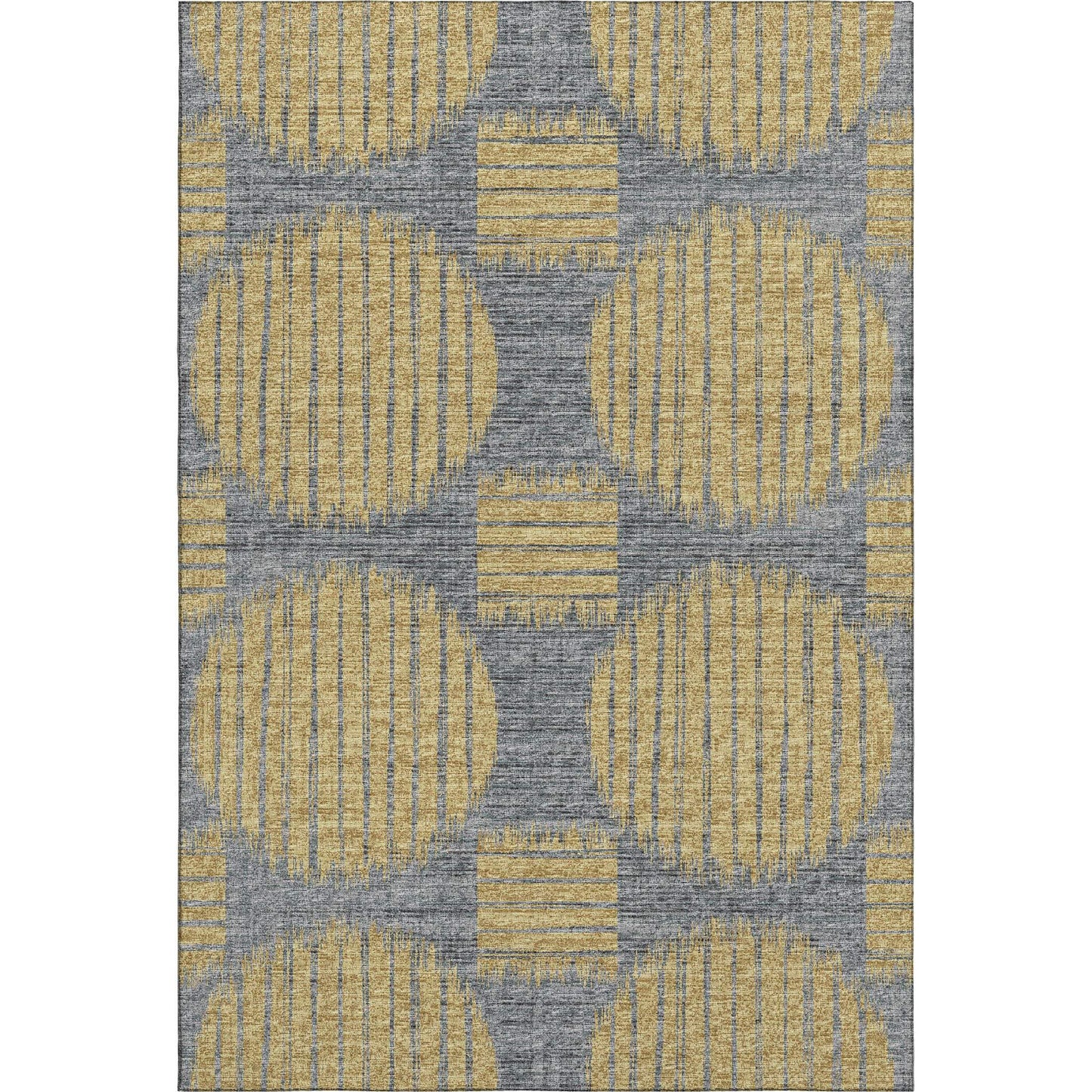 10' X 14' Gold And Gray Geometric Distressed Washable Area Rug With UV Protection - HomeRoots - Flyclothing LLC