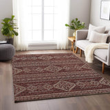 5' X 8' Burnt Sienna And Ivory Tribal Distressed Washable Area Rug With UV Protection - HomeRoots - Flyclothing LLC