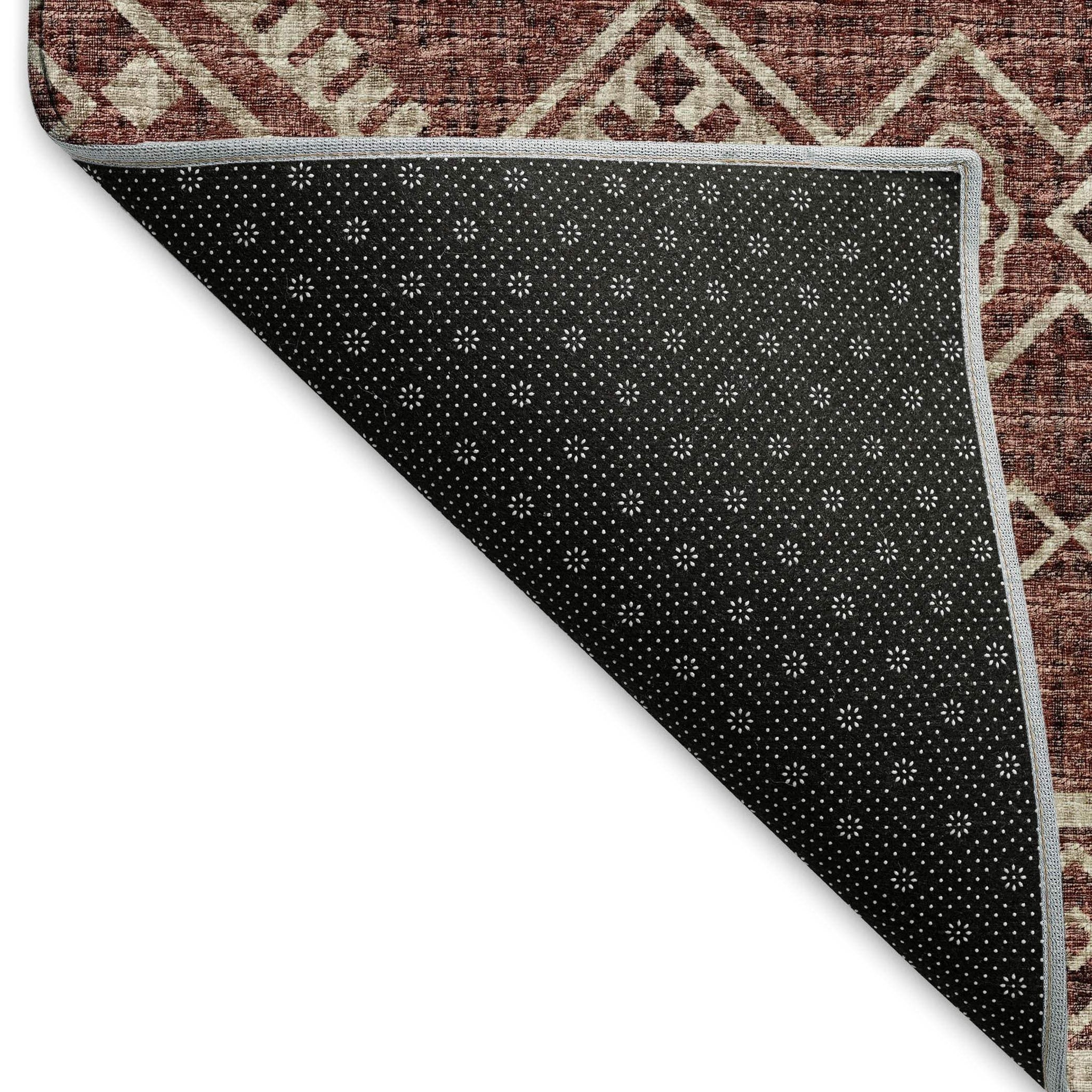 5' X 8' Burnt Sienna And Ivory Tribal Distressed Washable Area Rug With UV Protection - HomeRoots - Flyclothing LLC