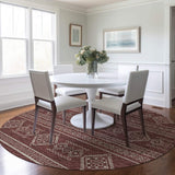 8' Burnt Sienna And Ivory Tribal Distressed Washable Round Rug With UV Protection - HomeRoots - Flyclothing LLC