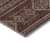 8' Burnt Sienna And Ivory Tribal Distressed Washable Round Rug With UV Protection - HomeRoots - Flyclothing LLC