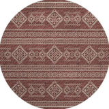 8' Burnt Sienna And Ivory Tribal Distressed Washable Round Rug With UV Protection - HomeRoots - Flyclothing LLC
