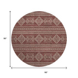 8' Burnt Sienna And Ivory Tribal Distressed Washable Round Rug With UV Protection - HomeRoots - Flyclothing LLC