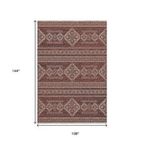 9' X 12' Burnt Sienna And Ivory Tribal Washable Area Rug With UV Protection - HomeRoots - Flyclothing LLC