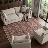 9' X 12' Burnt Sienna And Ivory Tribal Washable Area Rug With UV Protection - HomeRoots - Flyclothing LLC