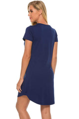 Graphic Round Neck Short Sleeve Lounge Dress - Trendsi - Flyclothing LLC