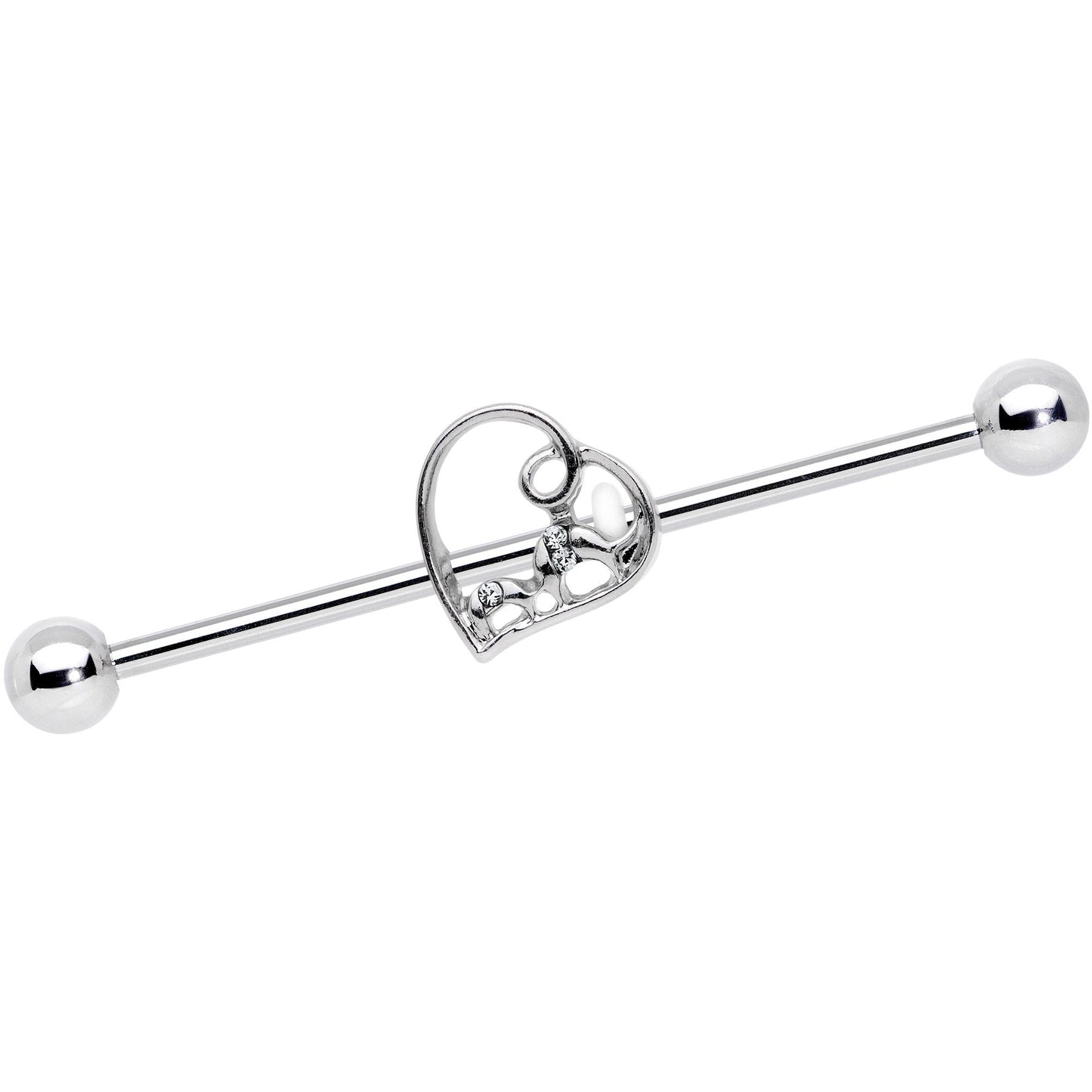 14G Clear Gem Valentines Day Heart Industrial Barbell 38mm - BodyCandy - Flyclothing LLC