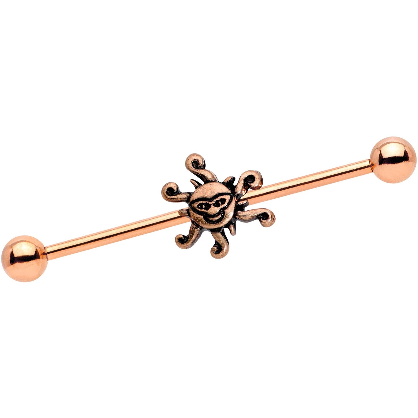14G Rose Gold Tone Summer Sunshine Industrial Barbell 38mm - BodyCandy - Flyclothing LLC