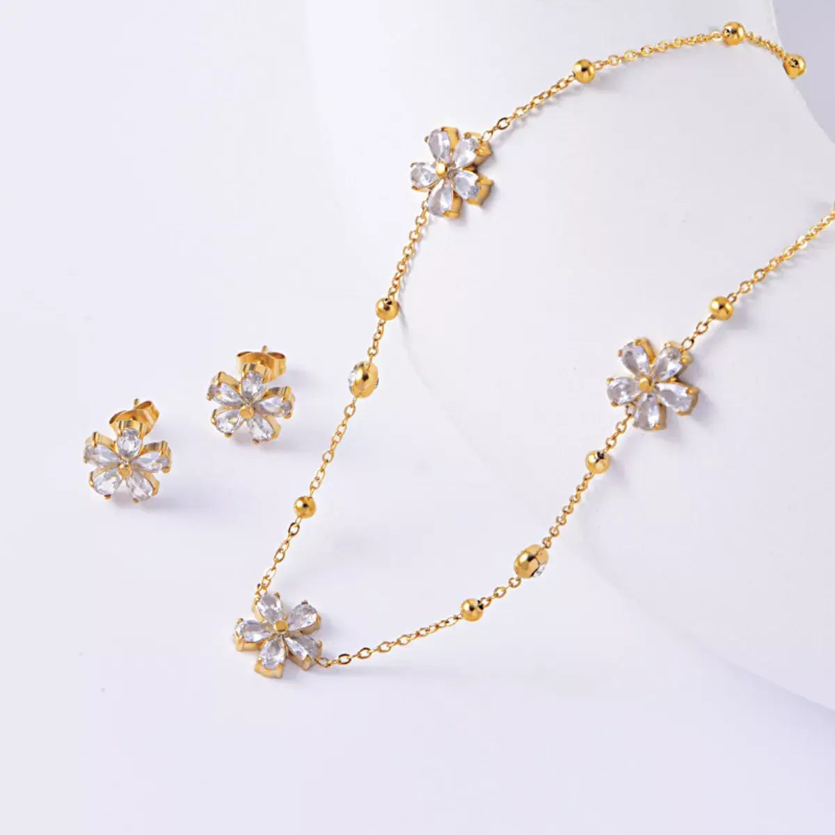 18K Gold-Plated Flower Jewelry Set - Trendsi - Flyclothing LLC