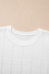 Openwork Round Neck Short Sleeve Knit Top - Trendsi - Flyclothing LLC