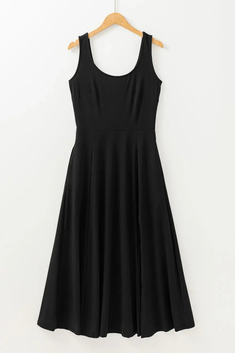 Side Slit Scoop Neck Wide Strap Dress - Trendsi - Flyclothing LLC