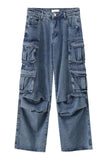 Men's Multi-Pocket Pleated Cargo Jeans - Trendsi - Flyclothing LLC