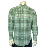 Rockmount Ranch Wear Men's Organic Plush Flannel Sage Green Plaid Western Shirt - Rockmount Clothing - Flyclothing LLC