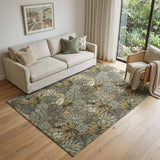 5' X 8' Khaki Gray And Yellow Geometric Washable Area Rug With UV Protection - HomeRoots - Flyclothing LLC