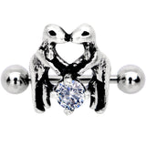 16G 3/8 Clear CZ Gem Prehistoric Dinosaur Heart Cartilage Cuff - BodyCandy - Flyclothing LLC