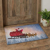 3' X 5' Blue Red And Brown Christmas Santa Claus Washable Area Rug With UV Protection - HomeRoots - Flyclothing LLC