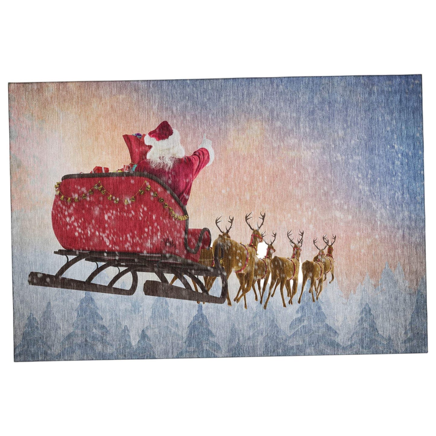 3' X 5' Blue Red And Brown Christmas Santa Claus Washable Area Rug With UV Protection - HomeRoots - Flyclothing LLC