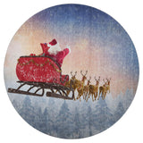 8' Blue Red And Brown Christmas Santa Claus Distressed Washable Round Rug With UV Protection - HomeRoots - Flyclothing LLC