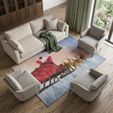 10' X 14' Blue Red And Brown Christmas Santa Claus Distressed Washable Area Rug With UV Protection - HomeRoots - Flyclothing LLC