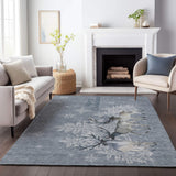 5' X 8' Gray Ivory And Blue Christmas Deer Washable Area Rug With UV Protection - HomeRoots - Flyclothing LLC