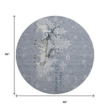8' Gray Ivory And Blue Christmas Deer Washable Round Area Rug With UV Protection - HomeRoots - Flyclothing LLC