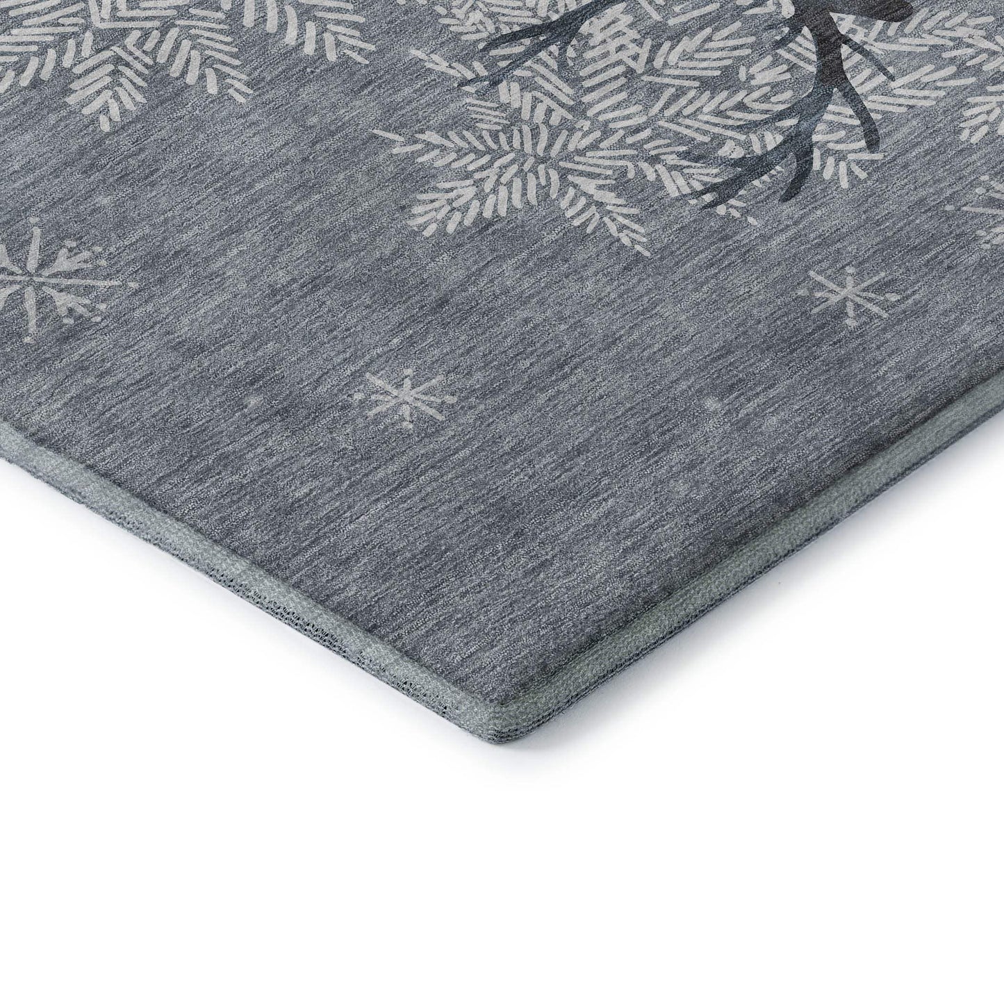 8' X 10' Gray Ivory And Blue Christmas Deer Washable Area Rug With UV Protection - HomeRoots - Flyclothing LLC