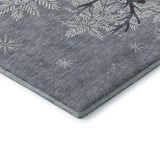 8' X 10' Gray Ivory And Blue Christmas Deer Washable Area Rug With UV Protection - HomeRoots - Flyclothing LLC