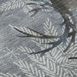 8' X 10' Gray Ivory And Blue Christmas Deer Washable Area Rug With UV Protection - HomeRoots - Flyclothing LLC