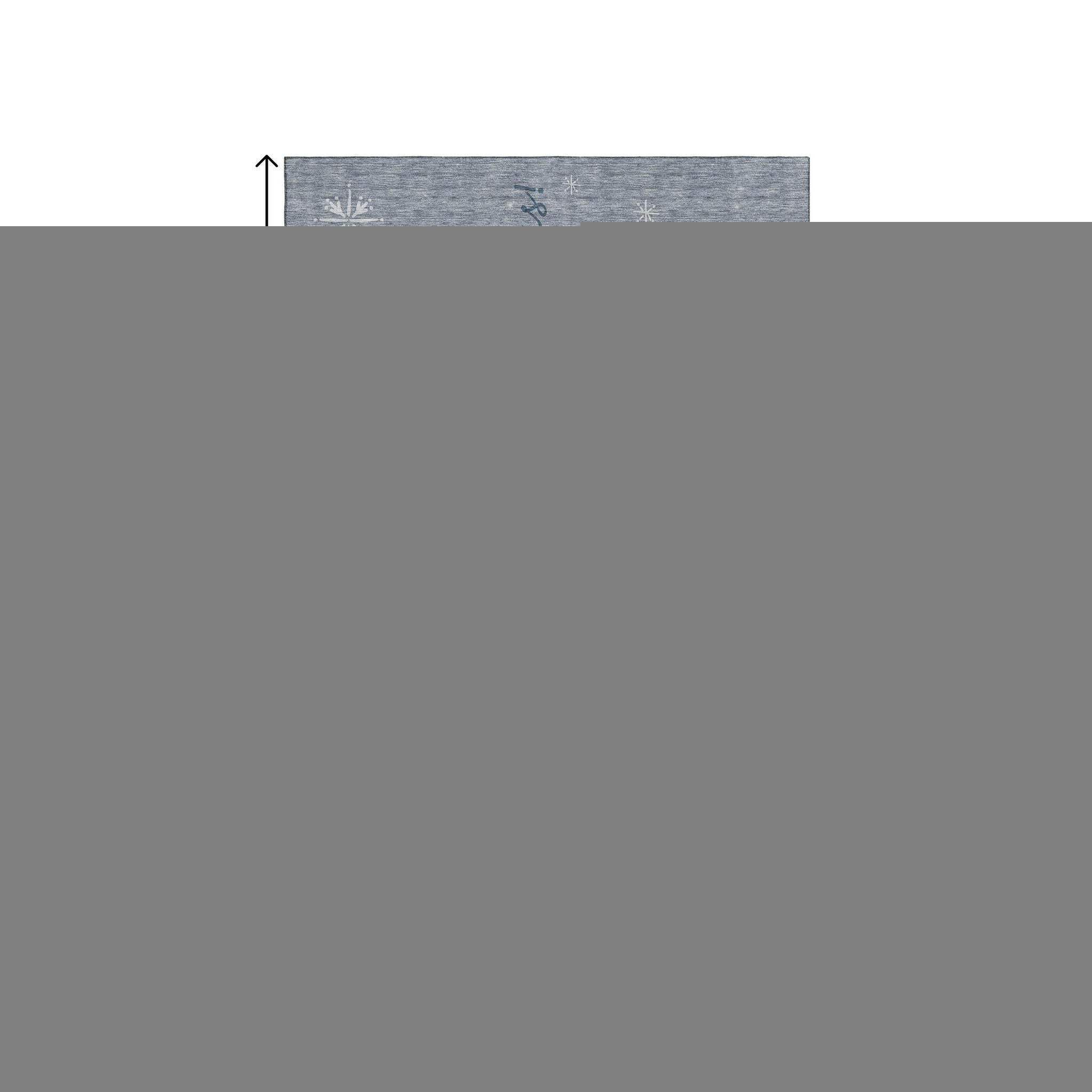 10' X 14' Gray Ivory And Blue Christmas Deer Washable Area Rug With UV Protection - HomeRoots - Flyclothing LLC
