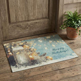 3' X 5' Blue Gold And Ivory Christmas Distressed Washable Area Rug With UV Protection - HomeRoots - Flyclothing LLC