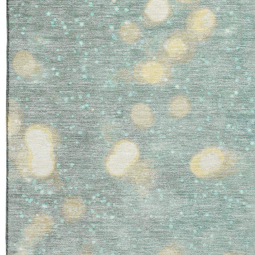 8' X 10' Blue Gold And Ivory Christmas Distressed Washable Area Rug With UV Protection - HomeRoots - Flyclothing LLC