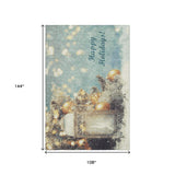 9' X 12' Blue Gold And Ivory Christmas Distressed Washable Area Rug With UV Protection - HomeRoots - Flyclothing LLC