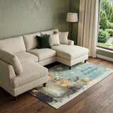 9' X 12' Blue Gold And Ivory Christmas Distressed Washable Area Rug With UV Protection - HomeRoots - Flyclothing LLC