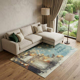 10' X 14' Blue Gold And Ivory Christmas Distressed Washable Area Rug With UV Protection - HomeRoots - Flyclothing LLC