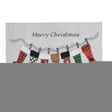 3' X 5' Gray Red And Green Christmas Stockings Washable Area Rug With UV Protection - HomeRoots - Flyclothing LLC