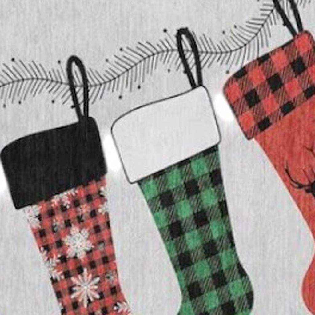 3' X 5' Gray Red And Green Christmas Stockings Washable Area Rug With UV Protection - HomeRoots - Flyclothing LLC