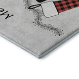 5' X 8' Gray Red And Green Christmas Stockings Washable Area Rug With UV Protection - HomeRoots - Flyclothing LLC