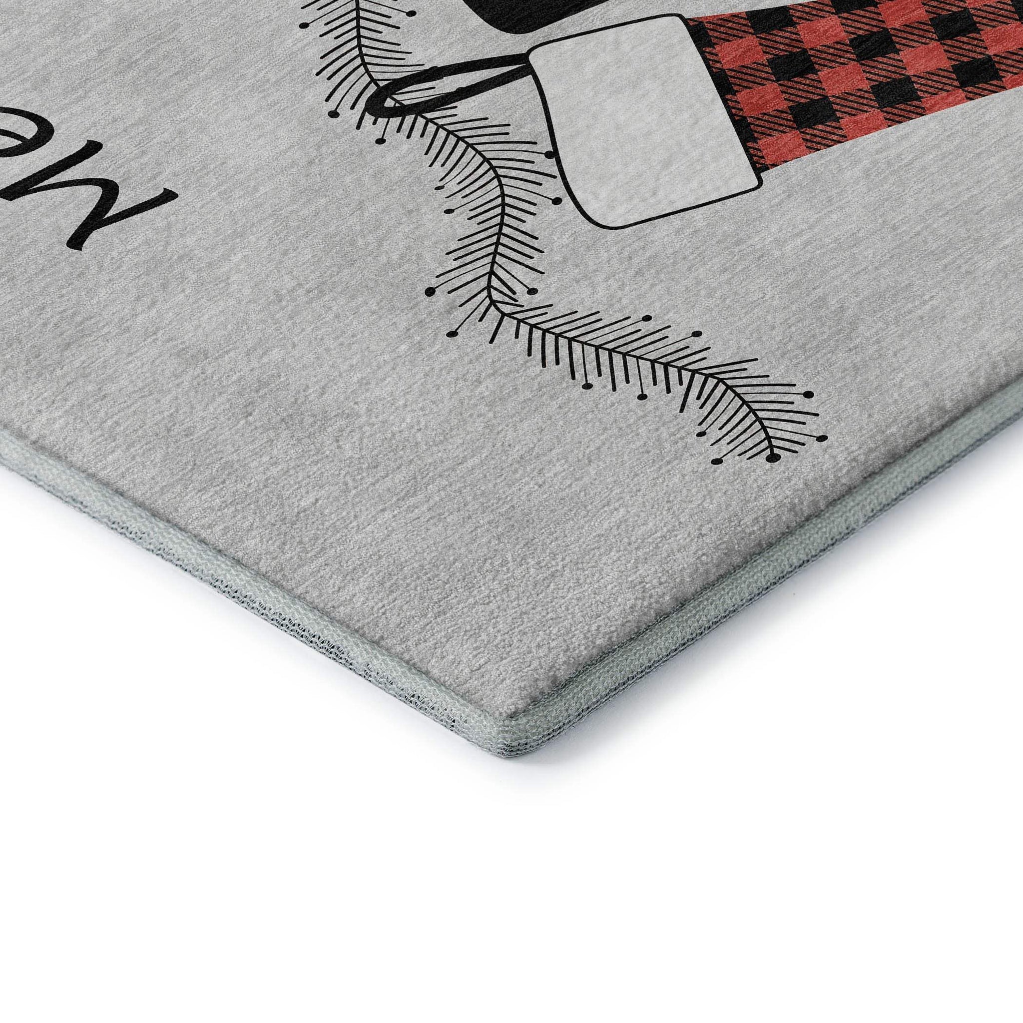 8' Gray Red And Green Christmas Stockings Washable Area Rug With UV Protection - HomeRoots - Flyclothing LLC