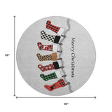 8' Gray Red And Green Christmas Stockings Washable Area Rug With UV Protection - HomeRoots - Flyclothing LLC