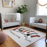 10' X 14' Gray Red And Green Christmas Stockings Washable Area Rug With UV Protection - HomeRoots - Flyclothing LLC