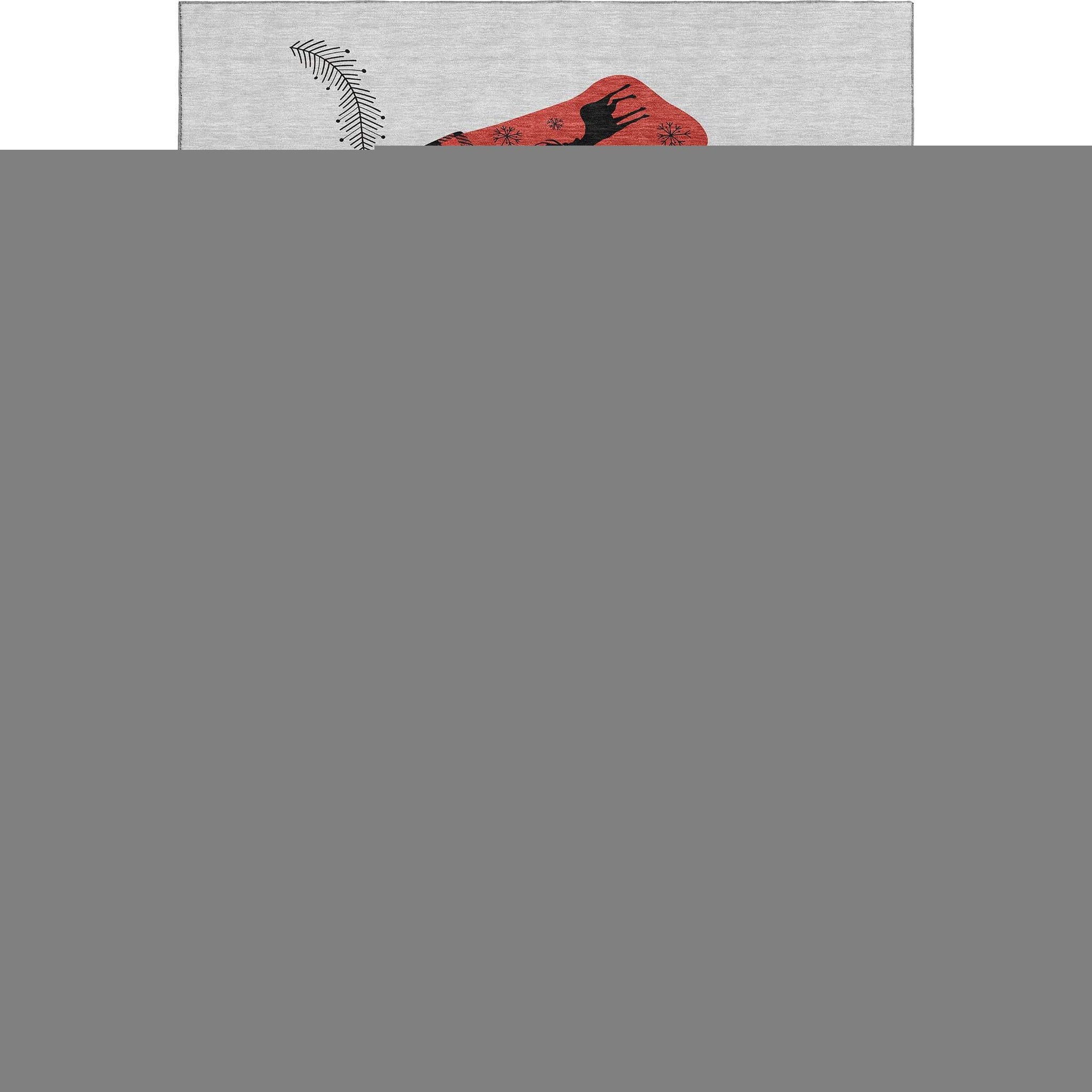 10' X 14' Gray Red And Green Christmas Stockings Washable Area Rug With UV Protection - HomeRoots - Flyclothing LLC