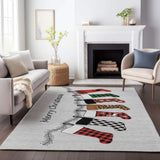 10' X 14' Gray Red And Green Christmas Stockings Washable Area Rug With UV Protection - HomeRoots - Flyclothing LLC